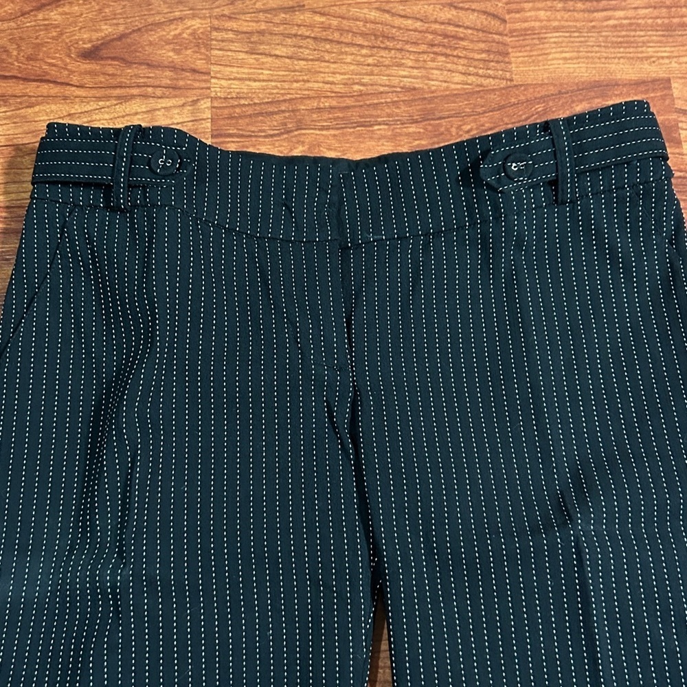 XOXO Women's Black with White Pinstriped Office Short - Picture 2 of 12
